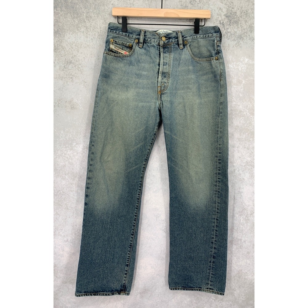 Vintage Diesel Jeans Mens 33 Blue Kratt Straight Leg Made Italy Fade Y2K Denim
